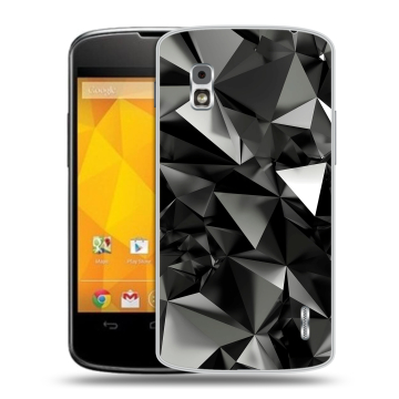 Пластиковый чехол на LG Google Nexus 4 с принтом Черные кристаллы Пластиковый чехол на LG Google Nexus 4 с принтом Черные кристаллы