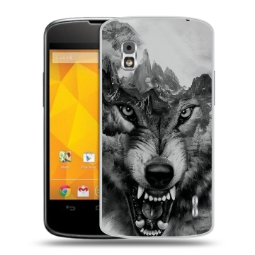 Пластиковый чехол на LG Google Nexus 4 с принтом Волк