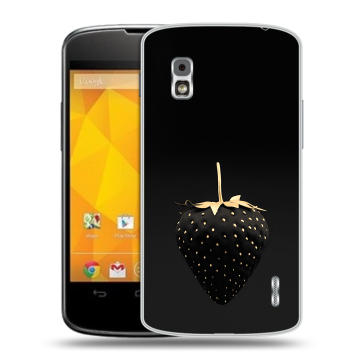 Пластиковый чехол на LG Google Nexus 4 с принтом Черная клубника