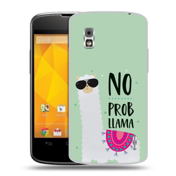 Пластиковый чехол на LG Google Nexus 4 с принтом Лама Пластиковый чехол на LG Google Nexus 4 с принтом Лама