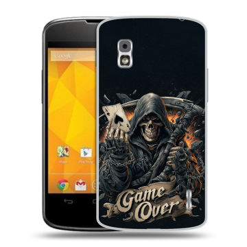 Пластиковый чехол на LG Google Nexus 4 с принтом Скелет карты