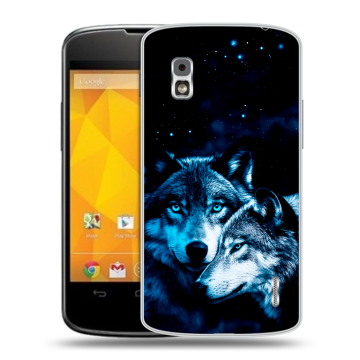 Пластиковый чехол на LG Google Nexus 4 с принтом Волки