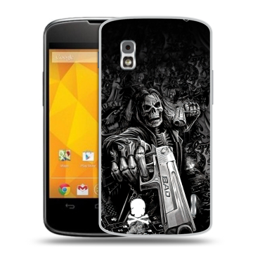 Пластиковый чехол на LG Google Nexus 4 с принтом Скелет Пластиковый чехол на LG Google Nexus 4 с принтом Скелет