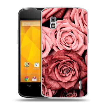Пластиковый чехол на LG Google Nexus 4 с принтом Цветы розы