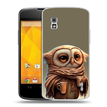 Пластиковый чехол на LG Google Nexus 4 с принтом Сова