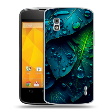 Пластиковый чехол на LG Google Nexus 4 с принтом Листья Пластиковый чехол на LG Google Nexus 4 с принтом Листья