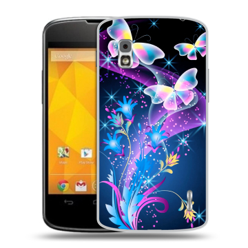Пластиковый чехол на LG Google Nexus 4 с принтом Бабочки