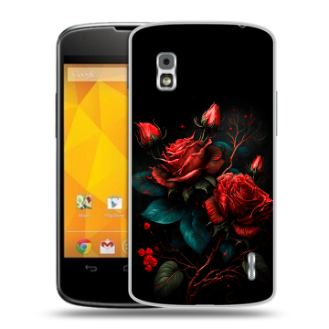 Пластиковый чехол на LG Google Nexus 4 с принтом Розы красные