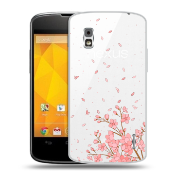 Пластиковый чехол на LG Google Nexus 4 с принтом Ветка сакуры