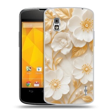 Пластиковый чехол на LG Google Nexus 4 с принтом Цветы