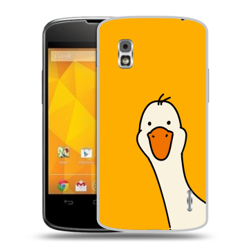 Пластиковый чехол на LG Google Nexus 4 с принтом Утка Пластиковый чехол на LG Google Nexus 4 с принтом Утка
