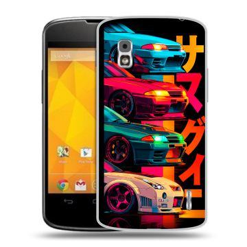 Пластиковый чехол на LG Google Nexus 4 с принтом Гоночные машины