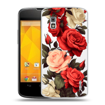 Пластиковый чехол на LG Google Nexus 4 с принтом Розы