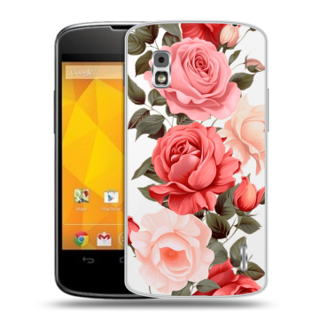 Пластиковый чехол на LG Google Nexus 4 с принтом Розы