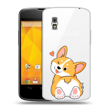 Пластиковый чехол на LG Google Nexus 4 с принтом Корги