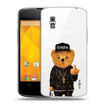 Пластиковый чехол на LG Google Nexus 4 с принтом Плюшевый медведь