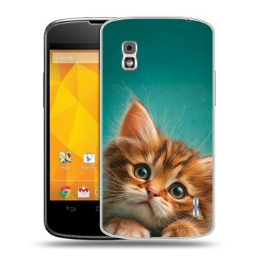 Пластиковый чехол на LG Google Nexus 4 с принтом котенок
