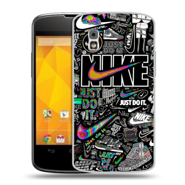 Пластиковый чехол на LG Google Nexus 4 с принтом Найк