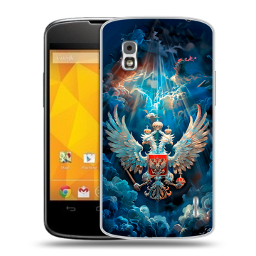 Пластиковый чехол на LG Google Nexus 4 с принтом Герб флаг России