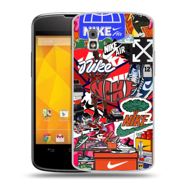 Пластиковый чехол на LG Google Nexus 4 с принтом Найк Nike яркий