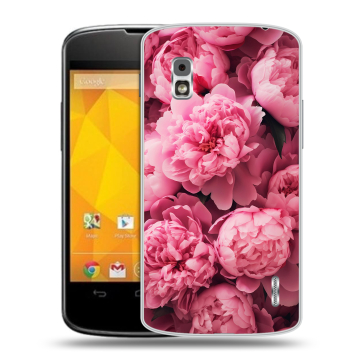 Пластиковый чехол на LG Google Nexus 4 с принтом цветы пионы