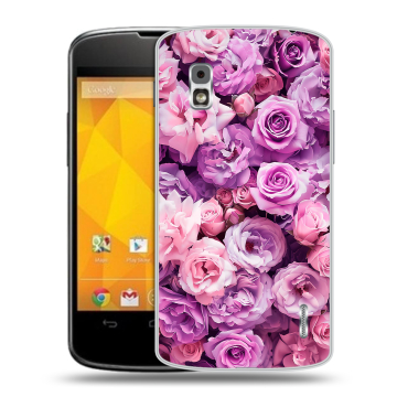 Пластиковый чехол на LG Google Nexus 4 с принтом лавандовые розы