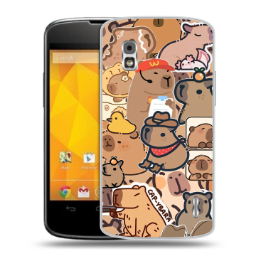 Пластиковый чехол на LG Google Nexus 4 с принтом капибара Пластиковый чехол на LG Google Nexus 4 с принтом капибара