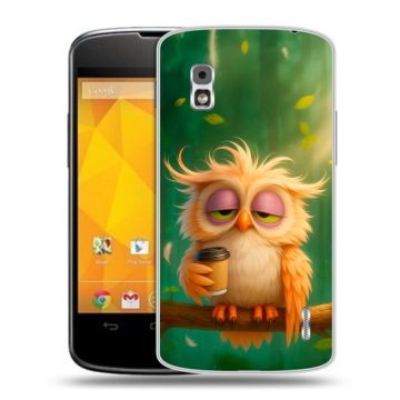 Пластиковый чехол на LG Google Nexus 4 с принтом сова