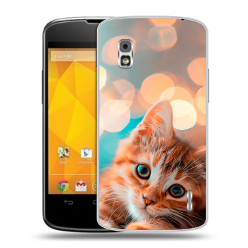 Пластиковый чехол на LG Google Nexus 4 с принтом котик