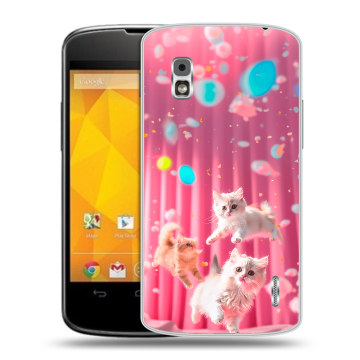 Пластиковый чехол на LG Google Nexus 4 с принтом милые котики