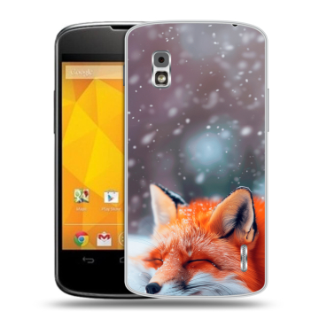 Пластиковый чехол на LG Google Nexus 4 с принтом лиса