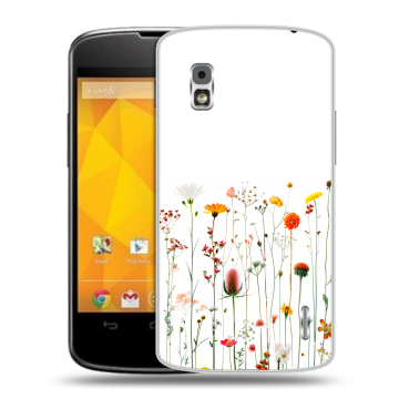 Пластиковый чехол на LG Google Nexus 4 с принтом цветы