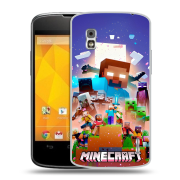 Пластиковый чехол на LG Google Nexus 4 с принтом Майнкрафт Minecraft