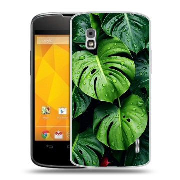 Пластиковый чехол на LG Google Nexus 4 с принтом Листья