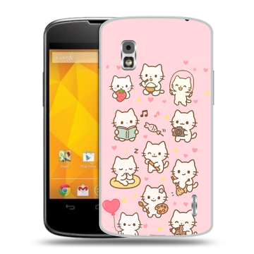 Пластиковый чехол на LG Google Nexus 4 с принтом Hello Kitty Хелоу Кити