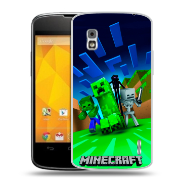 Пластиковый чехол на LG Google Nexus 4 с принтом Майнкрафт
