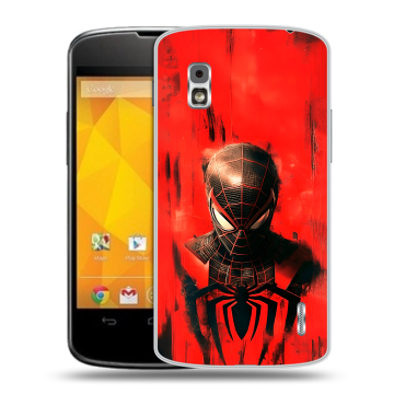 Пластиковый чехол на LG Google Nexus 4 с принтом человек паук spiderman