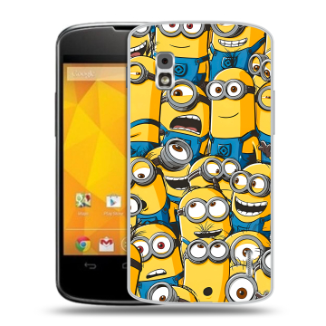 Пластиковый чехол на LG Google Nexus 4 с принтом Миньоны