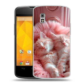 Пластиковый чехол на LG Google Nexus 4 с принтом котята котики