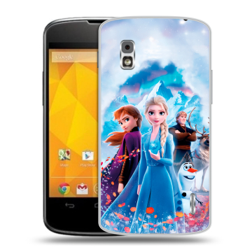 Пластиковый чехол на LG Google Nexus 4 с принтом Холодное сердце Frozen