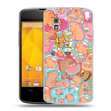 Пластиковый чехол на LG Google Nexus 4 с принтом капибары Пластиковый чехол на LG Google Nexus 4 с принтом капибары