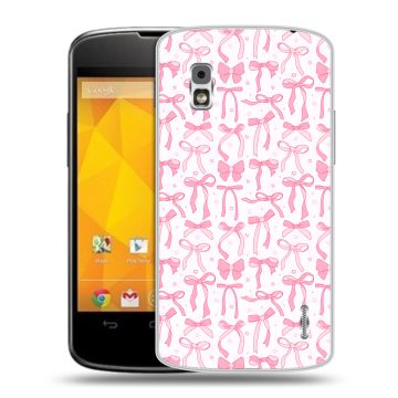 Пластиковый чехол на LG Google Nexus 4 с принтом Розовые бантики