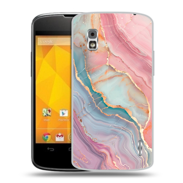 Пластиковый чехол на LG Google Nexus 4 с принтом розовый мрамор