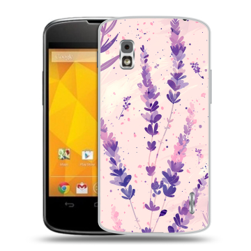 Пластиковый чехол на LG Google Nexus 4 с принтом цветы лаванда