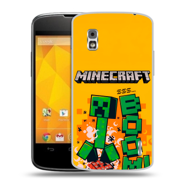 Пластиковый чехол на LG Google Nexus 4 с принтом Майнкрафт Minecraft