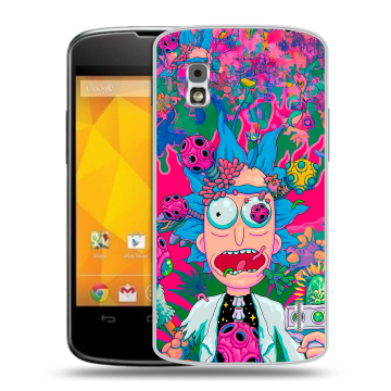 Пластиковый чехол на LG Google Nexus 4 с принтом Рик и Морти Rick Morty