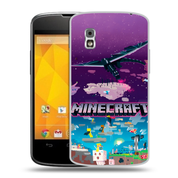 Пластиковый чехол на LG Google Nexus 4 с принтом Майнкрафт Minecraft