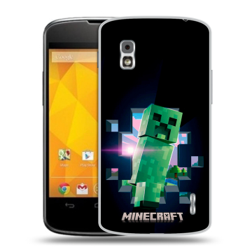 Пластиковый чехол на LG Google Nexus 4 с принтом Майнкрафт Minecraft