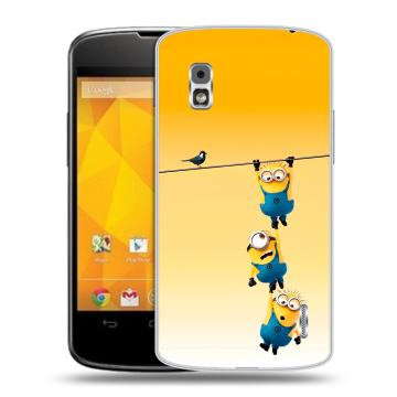 Пластиковый чехол на LG Google Nexus 4 с принтом Миньоны