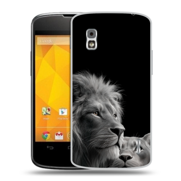 Пластиковый чехол на LG Google Nexus 4 с принтом Лев кошки